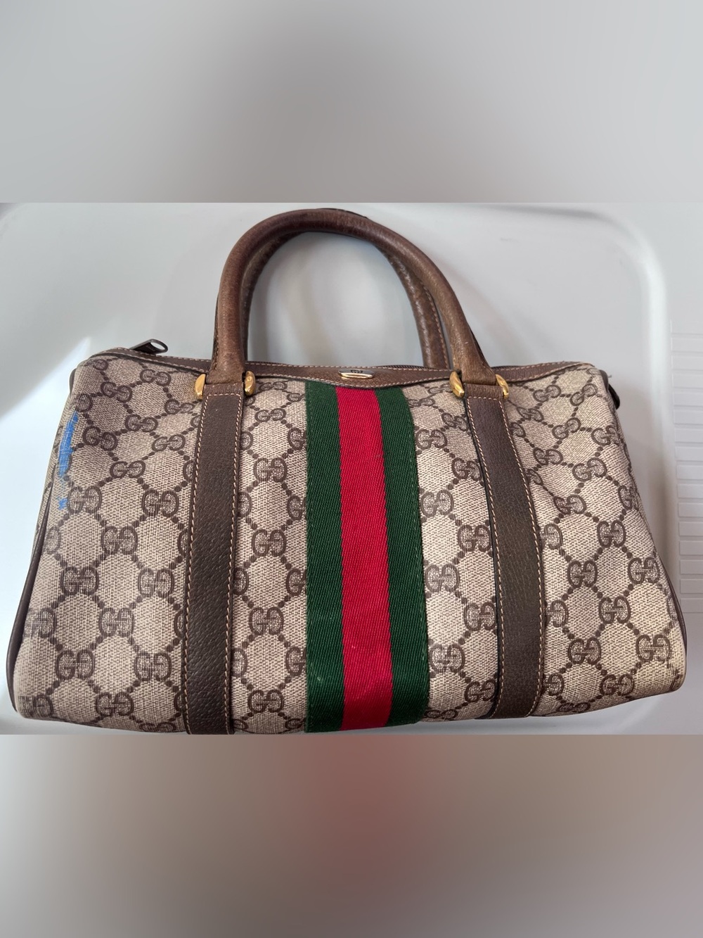 GUCCI vintage satchel doctor bag Monogram GG print purse authentic 1977-1980 - Picture 9 of 16